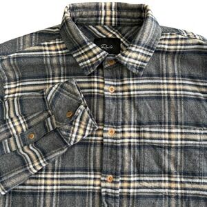 Rails Plaid Flannel Shirt Mens M Charcoal Gray Button Front Cotton